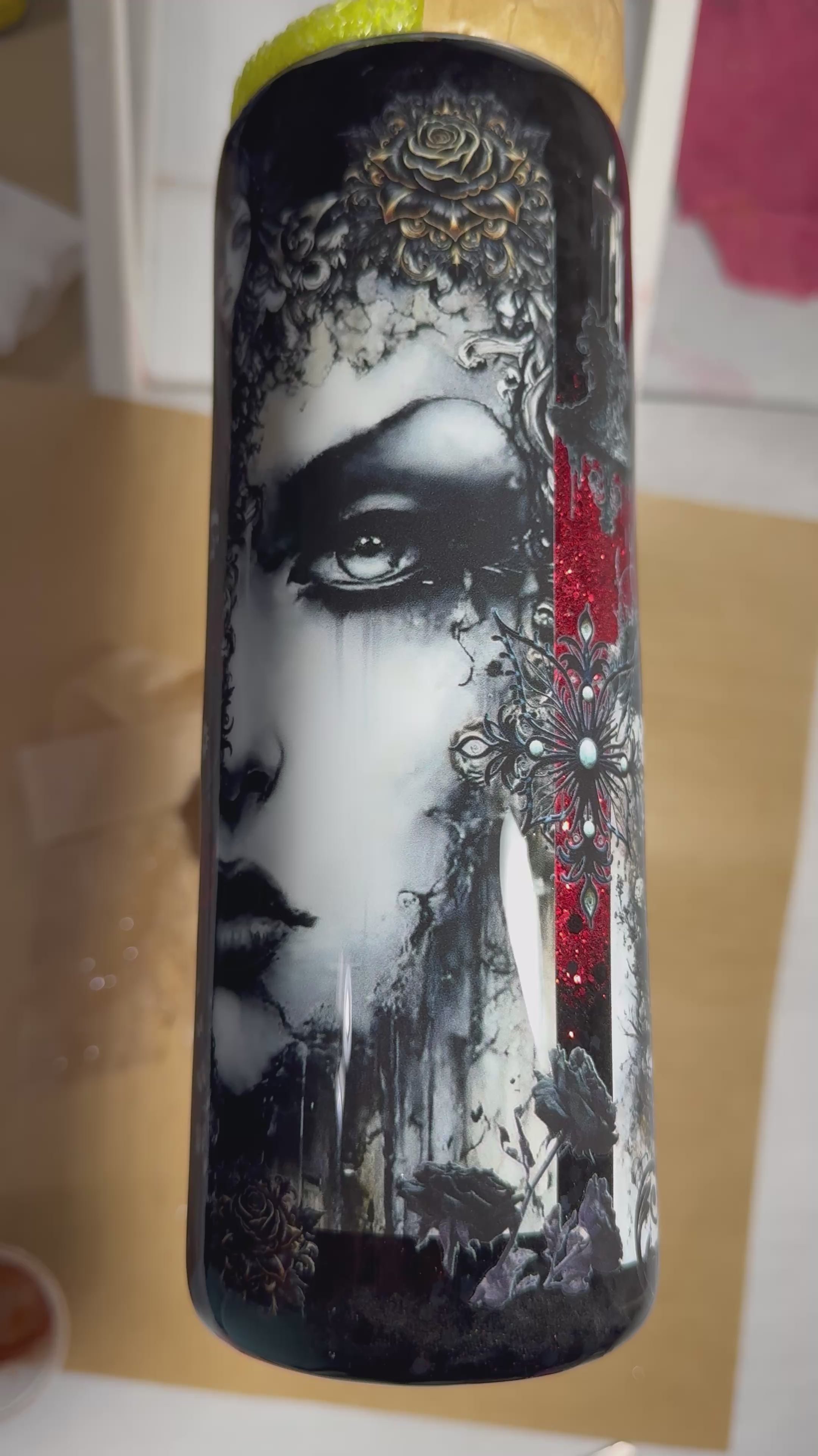20oz Red and Black Mixed Media